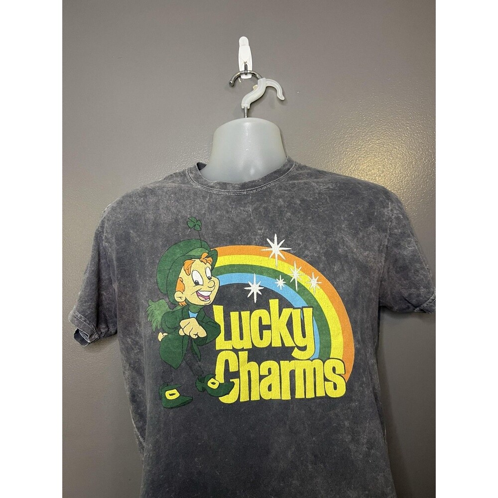 Lucky Charms Shirt Mens Medium Gray Mineral Wash Leprechaun Graphic Tee